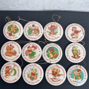 Vintage Gorham Christmas Traditions Twelve Bears Of Christmas Ornaments Set